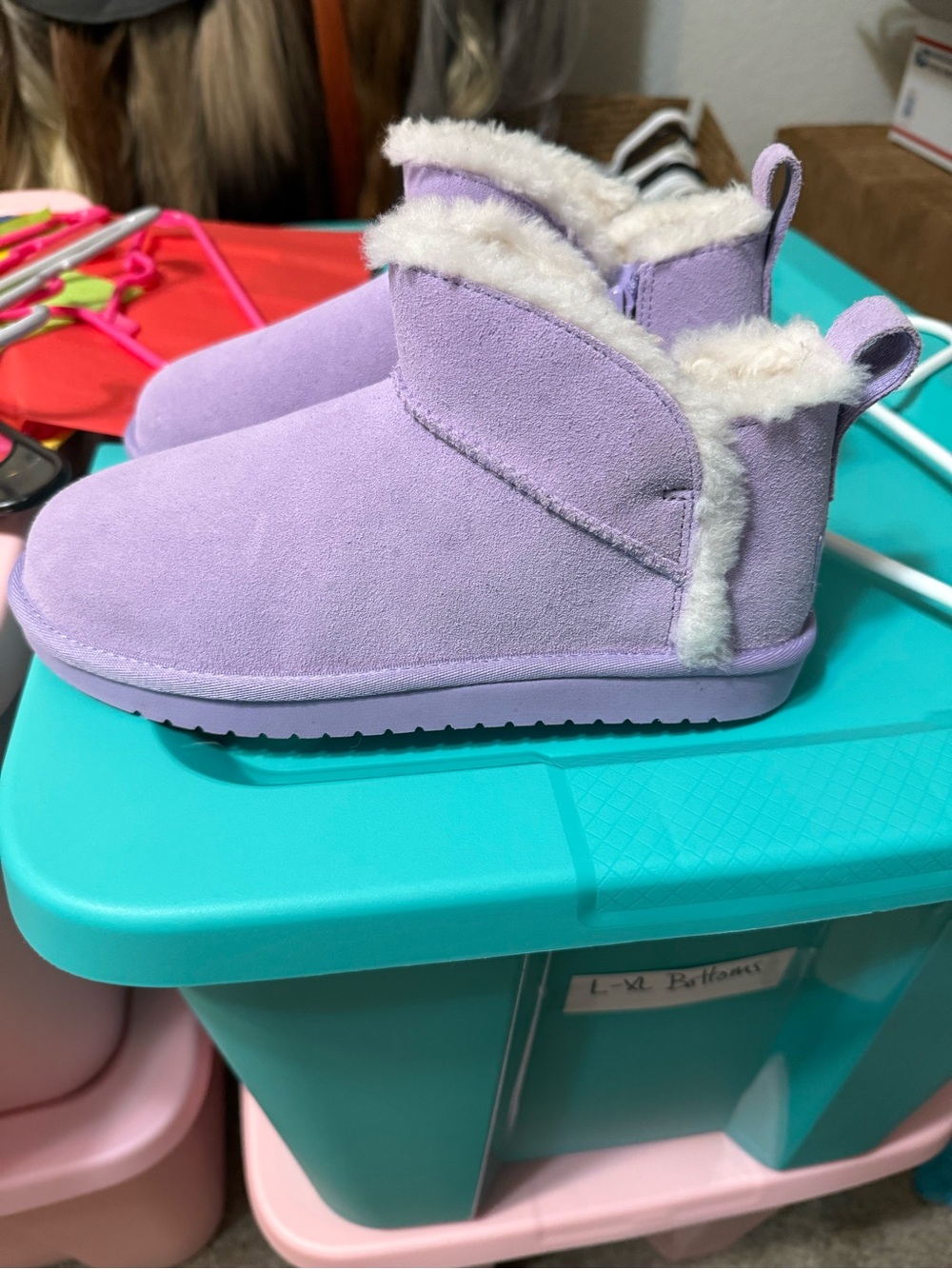 Koolaburra Lavender Faux-Fur Lined Kids Ankle Boots - Picture 2 of 5